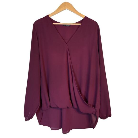 West Kei Women's Long Sleeve Surplice Soft Hi-Low Pullover Blouse Size XXL Red - Picture 1 of 8